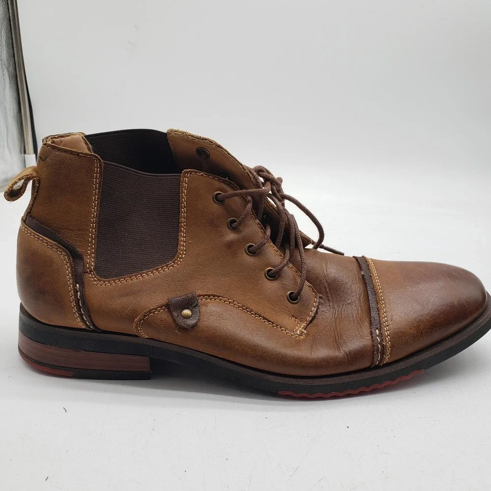 Steve Madden Murdock Boots Mens Size 10 Brown Leather Chukka Casual‎ Cap Toe